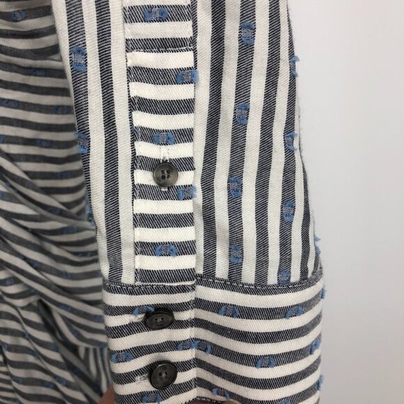 Veronica Beard Kai Ruffle Swiss Dot  grey white stripe blue dot print size 2 - Picture 13 of 16